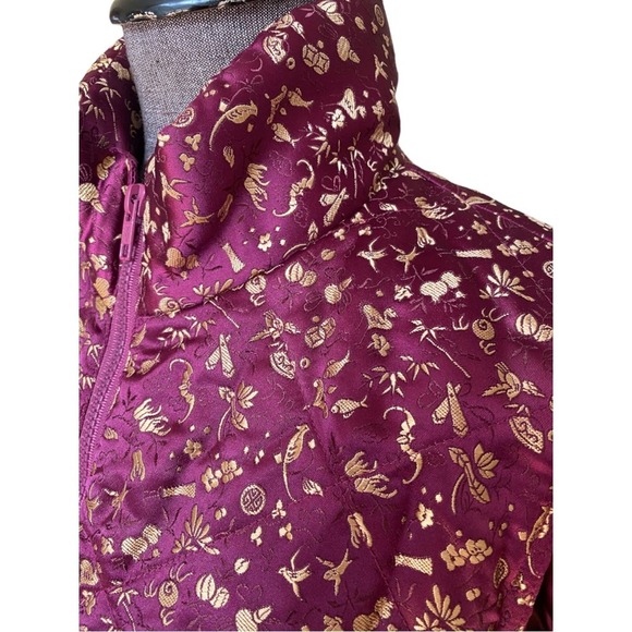 April Cornell Puffer Vest Women's Size Medium Purple Gold Embroidered - Picture 3 of 8